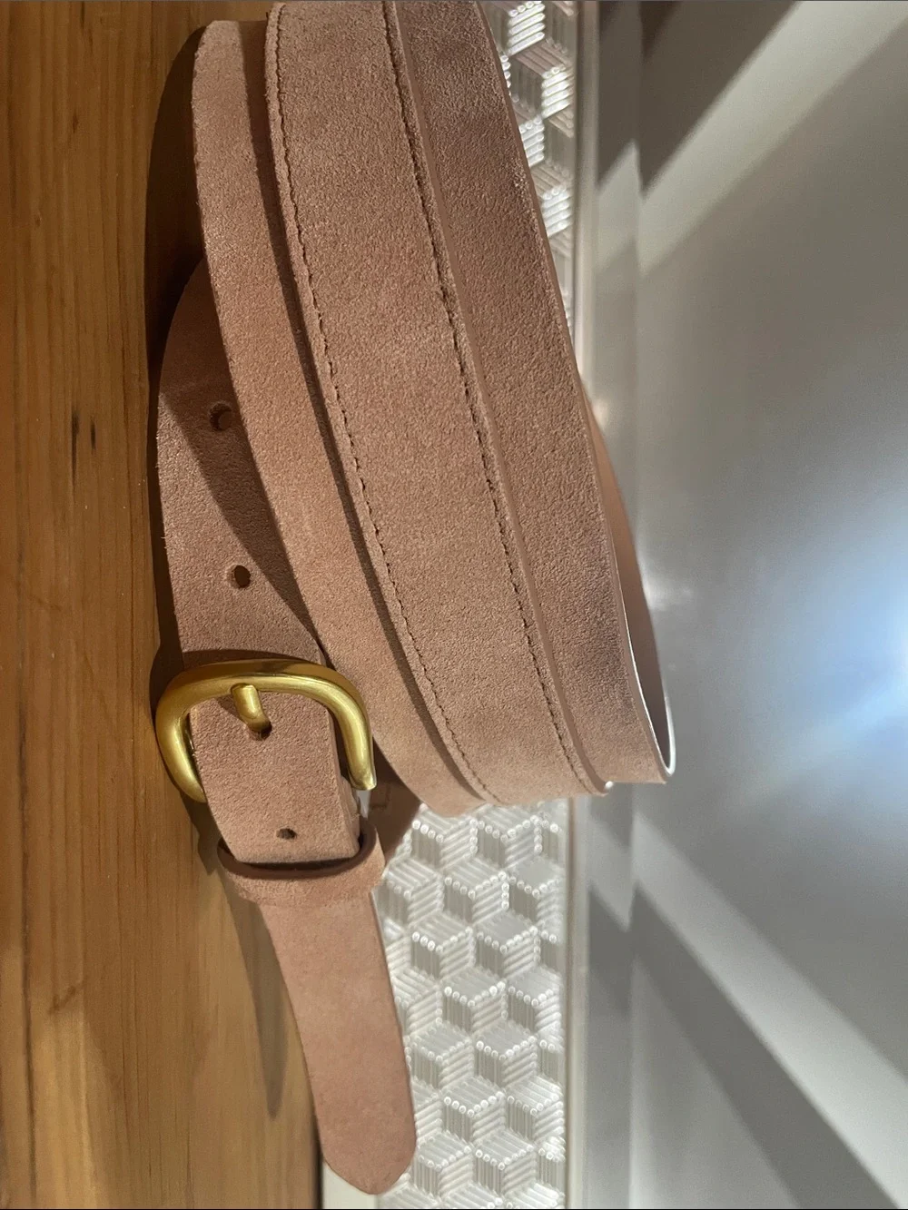 🍂 LOFT Women's Suede Belt in Blush Pink Nude Tan with Gold Buckle